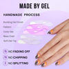 Picture of BTArtbox Press On Nails Short - Halloween Press On Nails Oval Fake Nails with Nail Glue, Fit Perfectly & Natural False Nails in 15 Sizes Soft Gel Glue On Nails Kit, Waves Chess