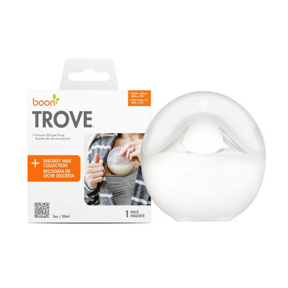 Picture of Boon TROVE Silicone Manual Breast Pump - Hands Free Breast Pump - Passive Breast Milk Collector Shell for Newborns - Breastfeeding Essentials - 1 Count