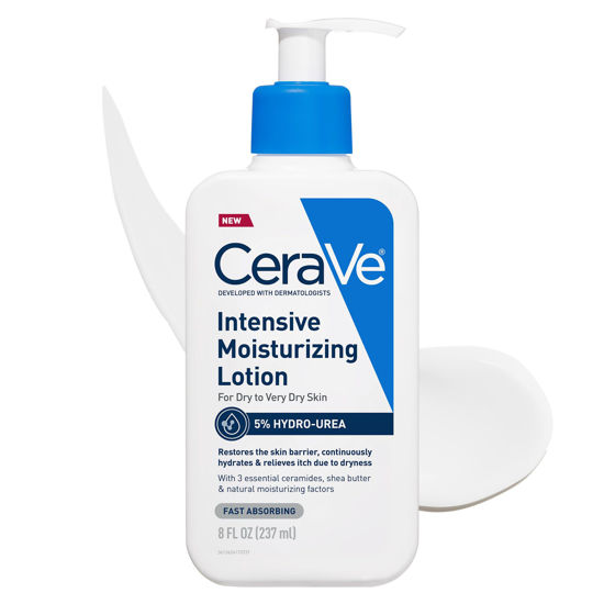 Picture of CeraVe Intensive Moisturizing Lotion | Hydro-Urea + Shea Butter | Body Lotion For Dry Skin | Relieves Signs Of Extra Dry Skin | Non Greasy Hydrating Lotion For Rough, Tight, Red & Itchy Skin | 8oz