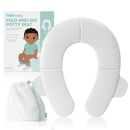 Picture of Frida Baby Fold-and-Go Potty Seat for Toilet | Foldable Travel Potty Seat for Toddler, Fits Round & Oval Toilets, Non-Slip Base, Handles, Includes Free Travel Bag