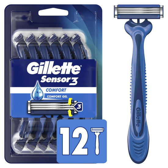 Picture of Gillette Sensor3 Comfort Men's Disposable Razors, 12 Razors