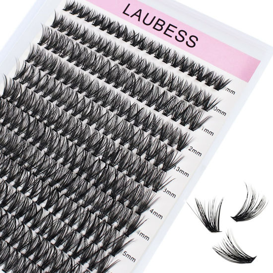 Picture of Lash Clusters 40D LAUBESS Cluster Eyelash Extensions Mixed Tray Eyelash Clusters DIY Lash Extension Individual Lashes Natural Cluster Lashes Eyelash Extension (40D-0.07C-8-14mm)