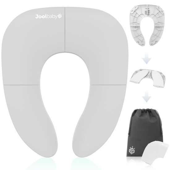 Picture of Jool Baby Folding Travel Potty Seat for Toddlers, Fits Round & Oval Toilets, Non-Slip Suction Cups, Includes Free Travel Bag (Grey)