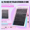 Picture of Pawotence Lash Extension Kit DIY 280pcs Individual Lash Clusters Kit 50D 9-16mm Cluster Eyelash Extensions Kit with Lash Bond and Seal, Lash Tweezers for Self Application (50D, 0.07D, 9-16mm, Kit)