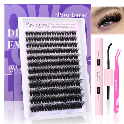 Picture of Lash Extension Kit Lash Clusters 80D Full DIY Cluster Eyelash Extension Kit 10-20mm Individual Lashes Mink with Lash Bond and Seal, Lash Tweezers for Self Application (Mink 80D,10-20mm, Kit)