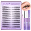 Picture of Pawotence Wispy Lash Clusters Kit Cat Eye Lash Extension Kit 180pcs Natural Individual Lashes Left Right Cluster Eyelash Extensions Kit with Lash Bond and Seal, Lash Tweezers for Self Application