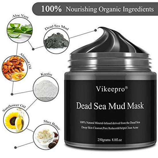 Picture of Vikeepro Dead Sea Mud Mask Face Mask Deep Cleansing Exfoliation Minimizes Pores Reduces Acne Wrinkles Blackhead Remover Anti Oily Skin For Face And Body