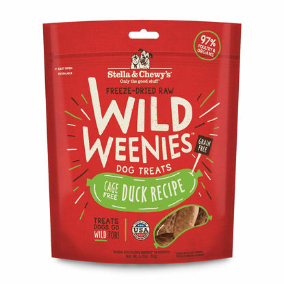 Picture of Stella & Chewy's Freeze-Dried Raw Wild Weenies Dog Treats - All-Natural, Protein Rich, Grain Free Dog & Puppy Treat - Great for Training & Rewarding - Cage-Free Duck Recipe - 3.25 oz Bag