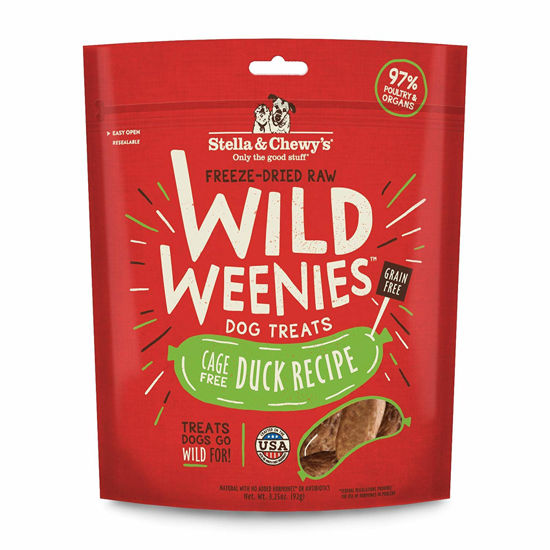 Picture of Stella & Chewy's Freeze-Dried Raw Wild Weenies Dog Treats - All-Natural, Protein Rich, Grain Free Dog & Puppy Treat - Great for Training & Rewarding - Cage-Free Duck Recipe - 3.25 oz Bag