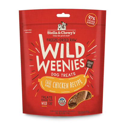 Picture of Stella & Chewy's Freeze-Dried Raw Wild Weenies Dog Treats - All-Natural, Protein Rich, Grain Free Dog & Puppy Treat - Great for Training & Rewarding - Cage-Free Chicken Recipe - 3.25 oz Bag