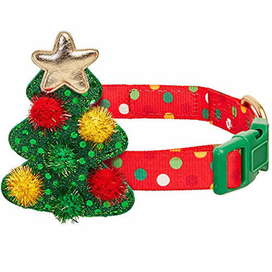 Picture of Blueberry Pet 2021/2022 New Christmas Polka Dots Adjustable Dog Collar with Stunning Tree Décor, Small, Neck 12"-16"