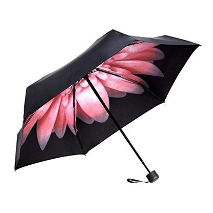 Picture of Fidus Ultra Light Mini Compact Travel Umbrella ? Windproof Portable Parasol Sun & Rain Outdoor Golf Umbrella with 95% UV Protection for Women Men Kids-Pink Daisy