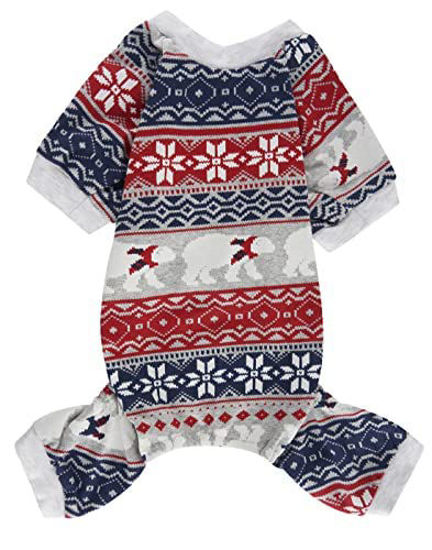 Picture of Bear Snowflake Ugly Dog Christmas Pajamas Clothes for Dogs Onesie PJS Medium Size