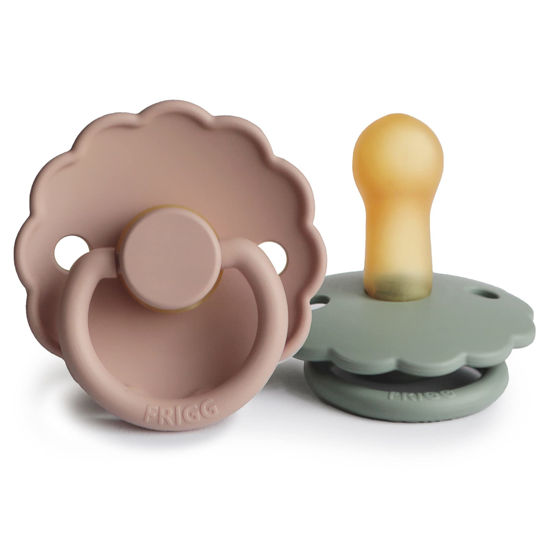 Picture of FRIGG Daisy Natural Rubber Baby Pacifier | Made in Denmark | BPA-Free (Blush/Sage, 6-18 Months) 2-Pack