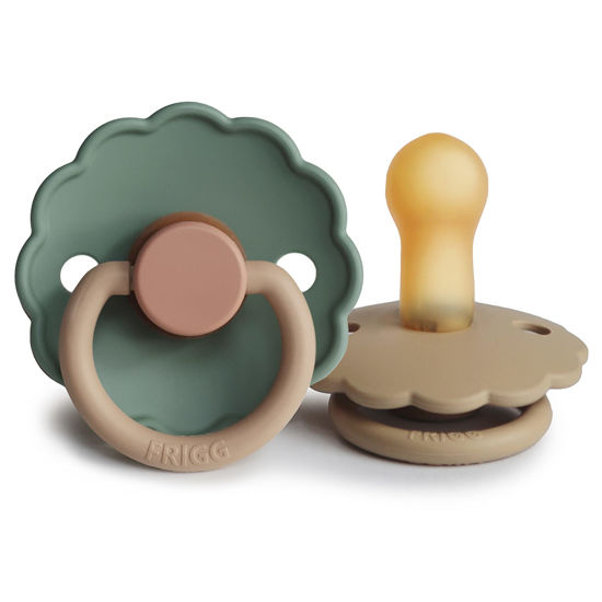 Picture of FRIGG Daisy Natural Rubber Baby Pacifier | Made in Denmark | BPA-Free (Willow/Croissant, 6-18 Months) 2-Pack