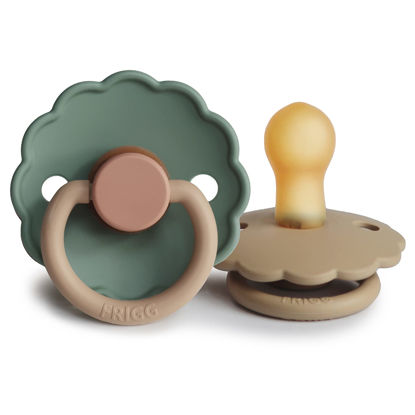 Picture of FRIGG Daisy Natural Rubber Baby Pacifier | Made in Denmark | BPA-Free (Willow/Croissant, 0-6 Months) 2-Pack