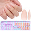 Picture of BTArtbox Almond Gel Nail Tips - Soft Gel Nail Tips Medium Natural XCOATTIPS Pre-applied Tip Primer, Pre-colored Fake Press On Nails Soak Off Nail Extensions