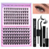 Picture of DIY Lash Extension Kit Wispy Lash Clusters Kit 10-16mm D Curl Individual Lashes with Lash Bond and Seal and Remover Lash Applicator for Cluster Eyelash Extensions by Yawamica (2 Styles)