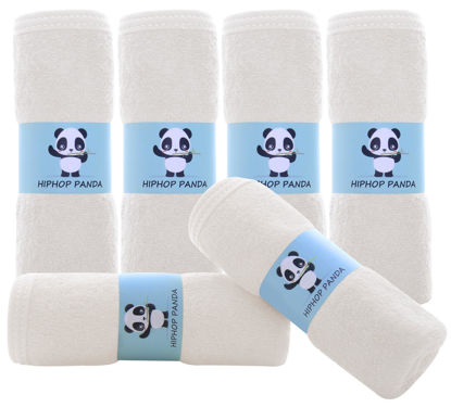 Picture of HIPHOP PANDA Baby Washcloths, Rayon Made from Bamboo - 2 Layer Ultra Soft Absorbent Newborn Bath Face Towel - Reusable Baby Wipes for Delicate Skin - Ivory, 6 Pack