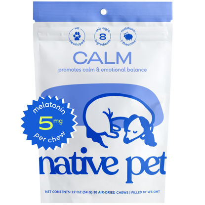 Picture of Native Pet Calm - Dog Calming Chews - Natural Calming Dog Treats made with Melatonin for Dogs - Dog Sleep Aid - Natural Dog Calming Chews - Dog Anxiety Relief - Calming Dog Treats - 30 Chews