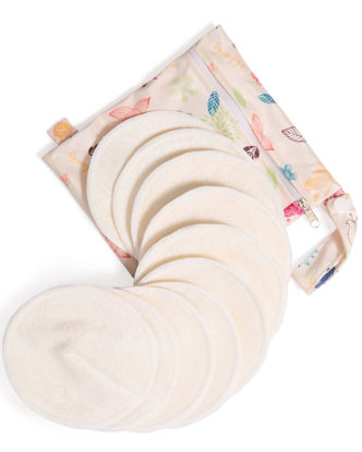 Picture of Kindred Bravely Organic Reusable Nursing Pads 10 Pack | Washable Breast Pads for Breastfeeding, Leaking with Carry Bag