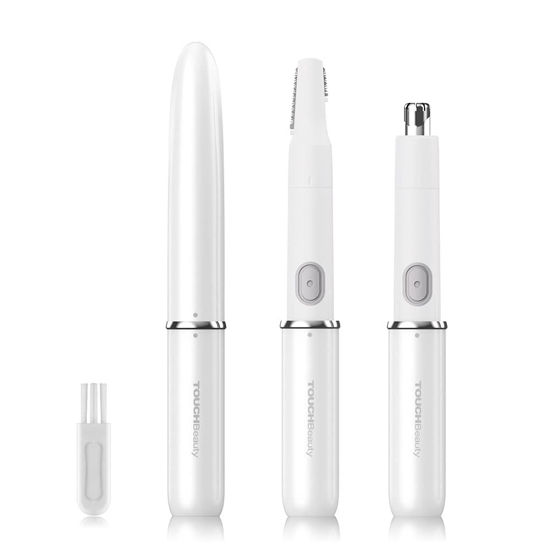 Picture of TOUCHBeauty Face Eyebrow Nose Ear Hair Trimmer, ALL-in-ONE Hair Remover for Women & Men, Dual Blades Shaver Battery Powered Upgraded Version TB-1458(white)