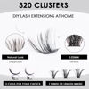 Picture of DIY Lash Extensions Kit 320pcs Individual Lashes Clusters 60D 80D D Curl Eyelash Extension Kit with Applicator and Lash Bond&Seal,Clusters Lash Glue Remover For False Eyelash Mix 10-16mm (60D+80D KIT)