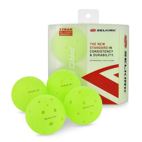 Picture of Selkirk Pro S1 Ball | Crack-Resistant | 38 Hole Outdoor Pickleball Balls | USAPA Approved Pickle Ball for Tournament Play | Advanced Aerodynamics | 4 Pack Pickleballs |