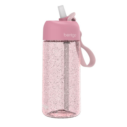 Picture of Bentgo® Kids Water Bottle - Glitter Design, Leak-Proof, Durable Tritan™ 15 oz Cup for Kids/Toddlers 3+; Flip-Up Straw/Dishwasher Safe for School, Sports, Daycare, Camp (Glitter Edition - Petal Pink)