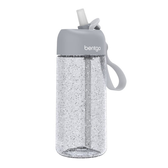 Picture of Bentgo Kids Water Bottle - Glitter Design, Leak-Proof, Durable Tritan™ 15 oz Cup for Kids/Toddlers 3+; Flip-Up Straw/Dishwasher Safe for School, Sports, Daycare, Camp (Glitter Edition - Silver)