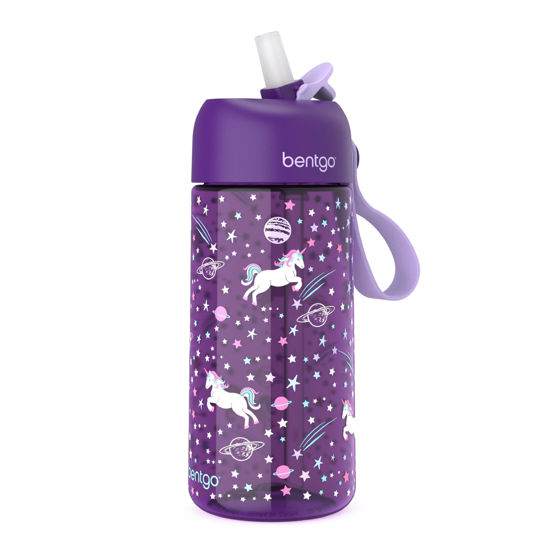 Picture of Bentgo Kids Water Bottle - Leak-Proof, Durable Tritan, BPA-Free 15 oz. Cup for Kids/Toddlers Ages 3+ - Flip-Up Straw & Dishwasher Safe for School, Sports, Daycare & Camp (Unicorn)