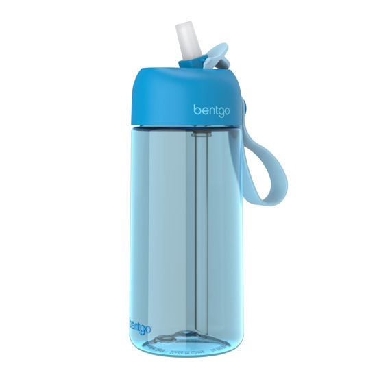 Picture of Bentgo Kids Water Bottle - Leak-Proof, Durable Tritan, BPA-Free 15 oz. Cup for Kids/Toddlers Ages 3+ - Flip-Up Straw & Dishwasher Safe for School, Sports, Daycare & Camp (Blue)