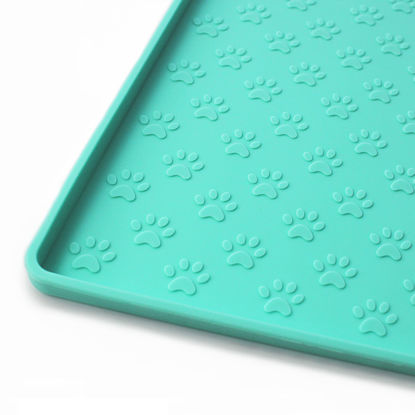 Picture of Ptlom Pet Placemat for Dog and Cat, Mat for Prevent Food and Water Overflow, Suitable for Small, Medium and Big Pet 18" 12", Light Green