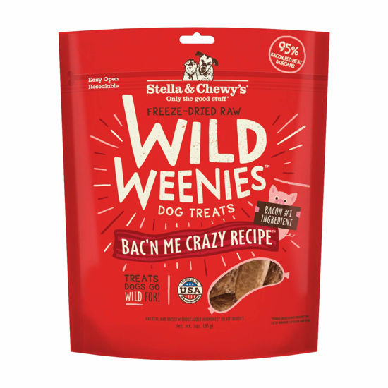 Picture of Stella & Chewy's Freeze-Dried Raw Wild Weenies Dog Treats - All-Natural, Protein Rich, Grain Free Dog & Puppy Treat - Great for Training & Rewarding - Bac’n Me Crazy Recipe - 3 oz Bag