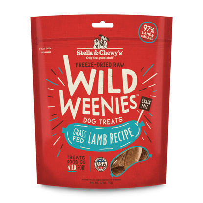 Picture of Stella & Chewy’s Freeze-Dried Raw Wild Weenies Dog Treats - All-Natural, Protein Rich, Grain Free Dog & Puppy Treat - Great for Training & Rewarding - Grass-Fed Lamb Recipe - 3.25 oz Bag