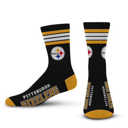 Picture of For Bare Feet NFL 4 Stripe Deuce Crew Sock, Pittsburgh Steelers, Medium