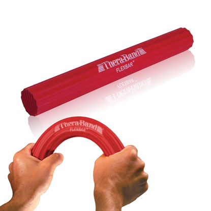 Picture of THERABAND FlexBar, Tennis Elbow Therapy Bar, Relieve Tendonitis Pain & Improve Grip Strength, Resistance Bar for Golfers Elbow & Tendinitis, Red, Light, Beginner