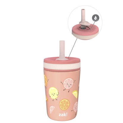 Picture of Zak Designs Kelso Tumbler Toddler Cup For Travel or At Home, 12oz Vacuum Insulated Stainless Steel Sippy Cup With Leak-Proof Design is Perfect For Kids (Happy Fruit)