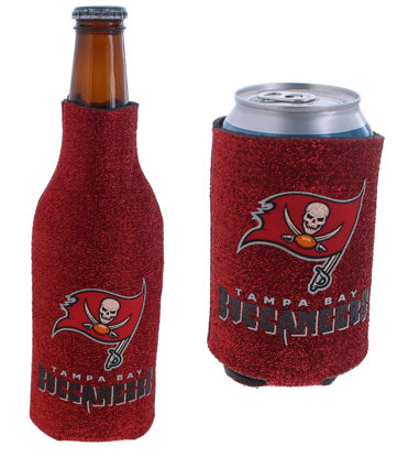 Picture of Football Can & Bottle Holder Insulator Beverage Huggie Cooler (Tampa Bay (Buccaneers) - Glitter Red)