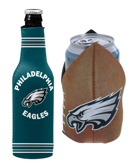 Picture of Football Can & Bottle Holder Insulator Beverage Huggie Cooler (Philadelphia Pigskin Black (Eagles))