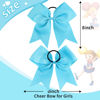 Picture of 16PCS 8" Large Cheer Hair Bows Ponytail Holder Elastic Band Handmade for Cheerleading Teen Girls College Sports (Sky Blue, 16 Count (Pack of 1))