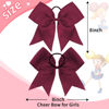 Picture of 16PCS 8" Large Cheer Hair Bows Ponytail Holder Elastic Band Handmade for Cheerleading Teen Girls College Sports (Maroon, 16 Count (Pack of 1))