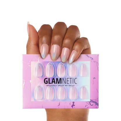 Picture of Glamnetic Press On Nails - Winter Storm | Semi-Transparent Short Almond Nails, Reusable | 15 Sizes - 30 Nail Kit