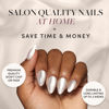 Picture of Glamnetic Press On Nails - Oslo | Short Almond Silver Shimmer Nails with a Cat Eye Finish | 15 Sizes - 30 Nail Kit with Glue