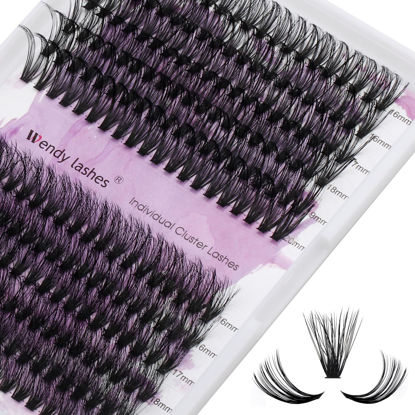 Picture of Lash Clusters Individual Cluster Lashes 40D+3D DIY Lash Extension 16-20mm Mixed C/D Curl Individual Cluster Eyelashes Thin Band Eyelash Cluster Resuable Soft Cluster Lashes(3D/40D-D,16-20mm Mixed)