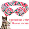 Picture of Unique style paws Dog Collar with Bow Pink & Green Plaid Dog Collar Best Gifts for Small Medium Large Dogs -XS