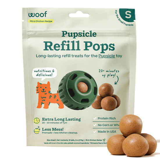 Picture of WOOF Pupsicle Refill Pops, Delicious Long Lasting Dog Treats, Refills for The Pupsicle, Pre-Made Dog Treats for Dogs, Natural Ingredients, Low-Mess Chicken Pet Treats - Small Pops - 10 Count