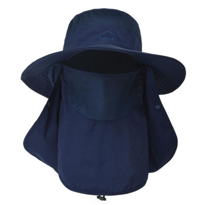 Picture of Sun Hats for Men Women Fishing Hat UPF 50+ Breathable Wide Brim Summer UV Protection Hat with Face Cover & Neck Flap