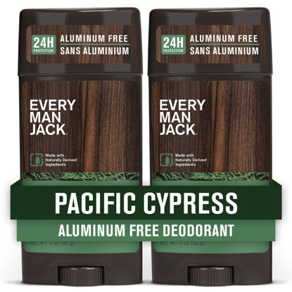 Picture of Every Man Jack Pacific Cypress Men’s Deodorant - Stay Fresh with Aluminum Free Deodorant For all Skin Types - Odor Crushing, Long Lasting, with Naturally Derived Ingredients - 3oz (Twin pack)