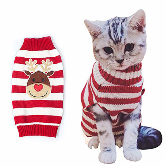 Picture of BOBIBI Cat Sweater Christmas Santa Claus Pet Cat Winter Knitwear Warm Clothes